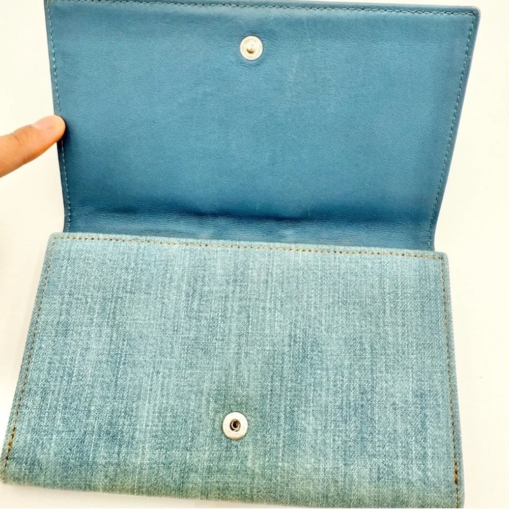 Rare Vintage 2002 Dior Denim Lace Up Long Wallet EUC Retail $3000